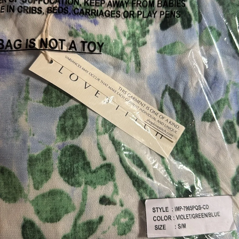 NWT Love Stitch Watercolor Floral Blue and Green Sleeveless Maxi Dress Size S/M - Picture 6 of 8